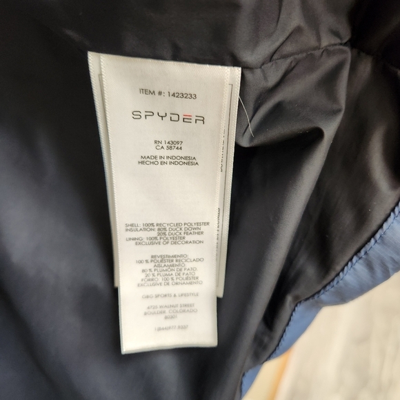 Spyder Mens Navy Grand Down Quilted Jacket-Size M - Picture 6 of 8